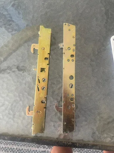 Technician's tools laid out at a sliding door repair job in Palm Coast